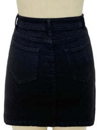 Black Star Studded Short Denim Skirt