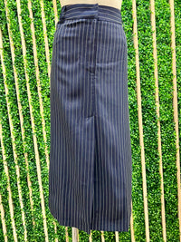 Front Slit Striped Pencil Midi Skirt