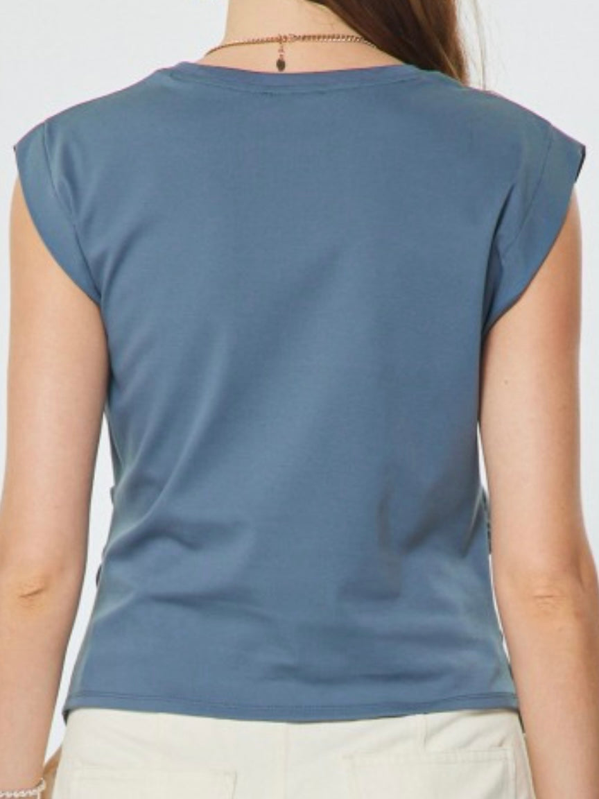 Floral Embroidered Lace Cap Sleeveless Top