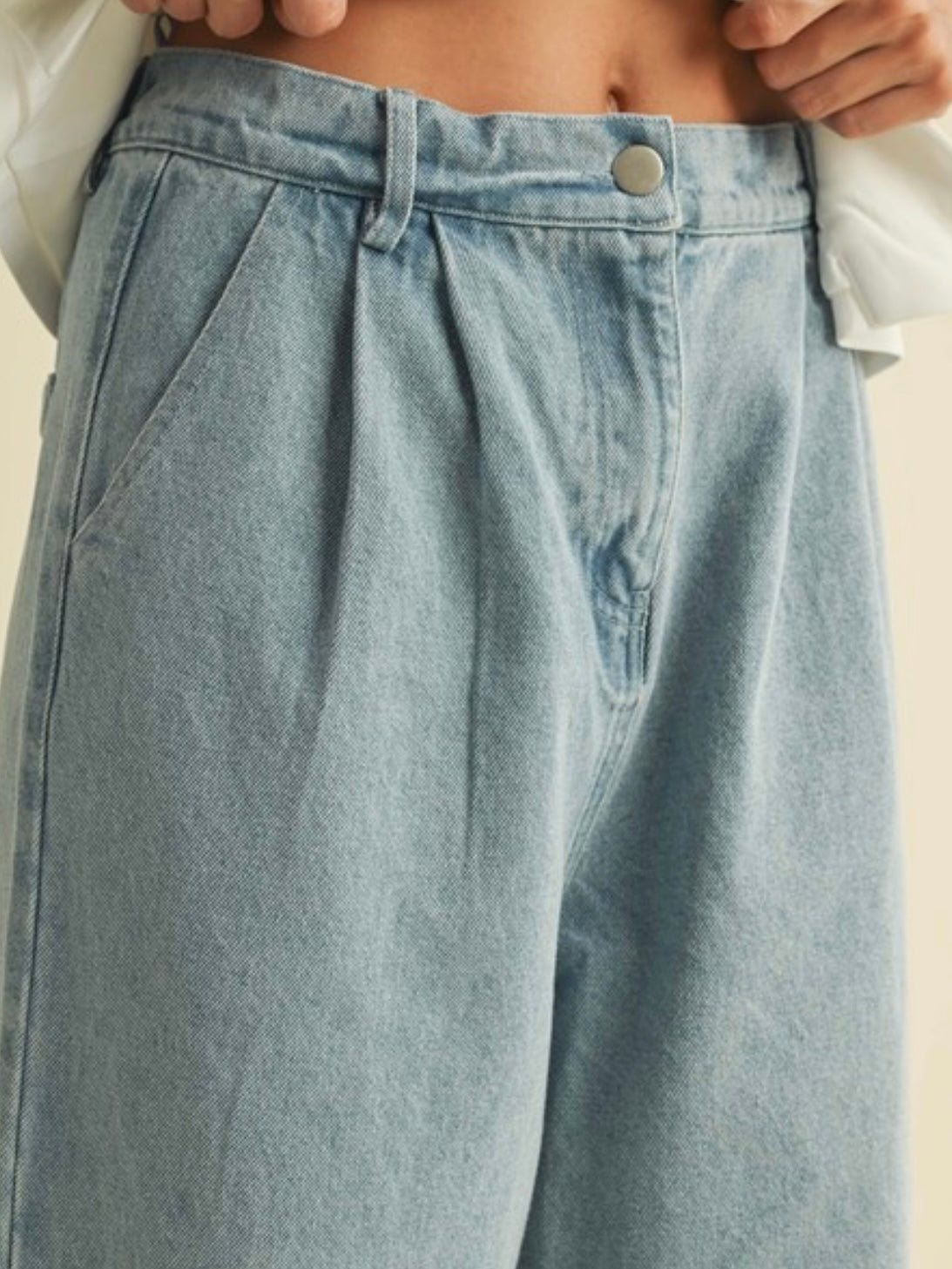 High Waist Belted Wide Leg Denim