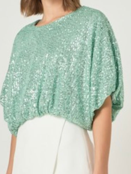 Sequin Crop Bubble Top