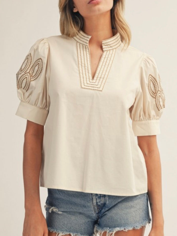 Beautiful Embroidered Sleeve Blouse