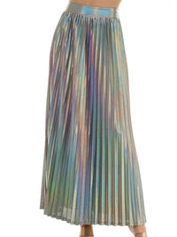 Silver Iridescent Pleated MAxi Skirt