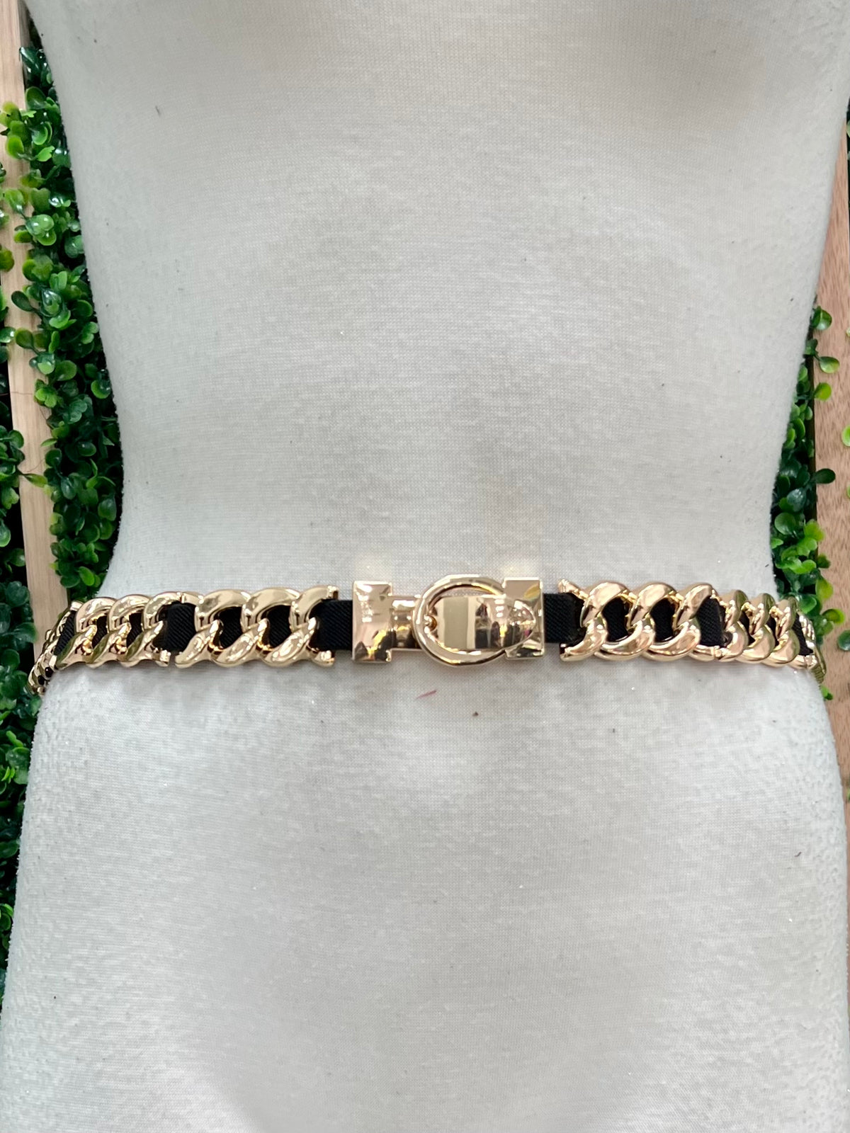 Small Gold Links Thin Stretch Belt