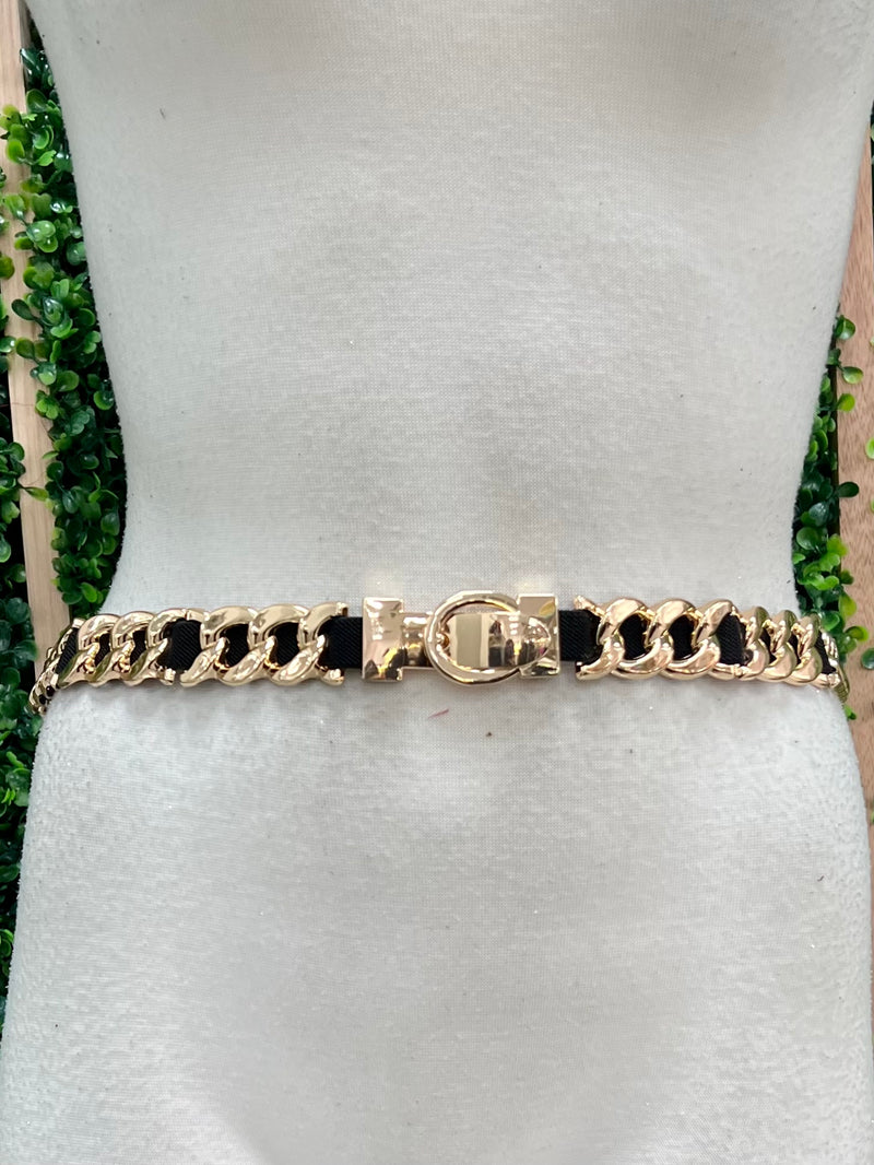 Small Gold Links Thin Stretch Belt