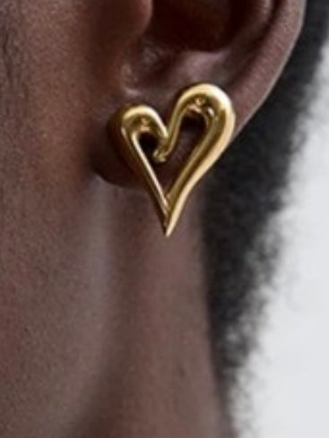 Hollow Heart Stud Earring