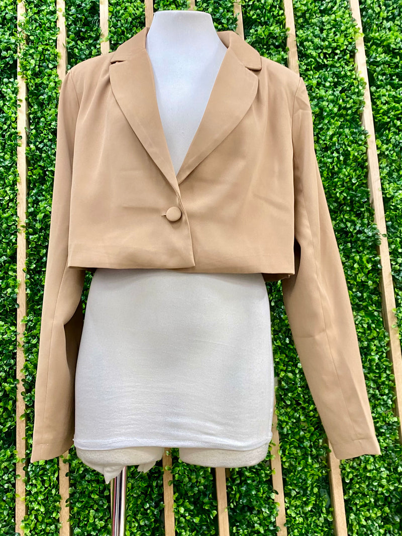 Front Button Crop Blazer