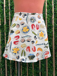Mediterranean Food Printed Skort