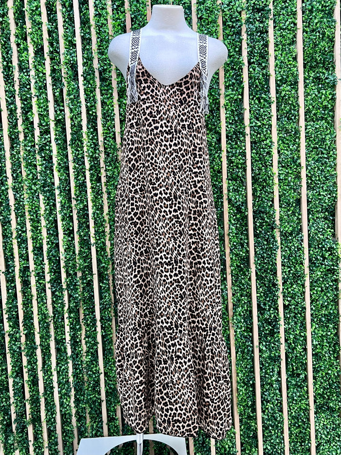 Trimmed Leopard Layered Maxi