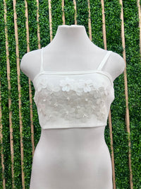 Floral Trim Knit Crop Top
