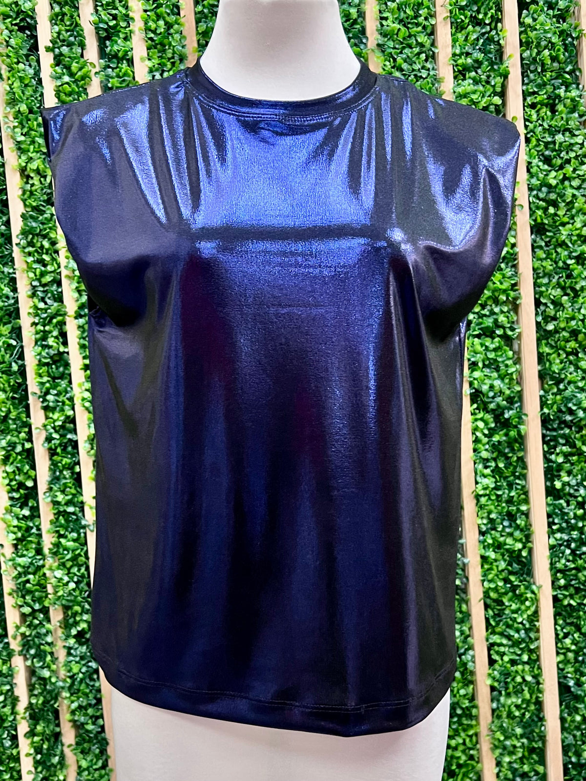 Muscle Sleeve Metallic Top
