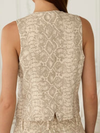 Beige Multi Snake Denim Vest