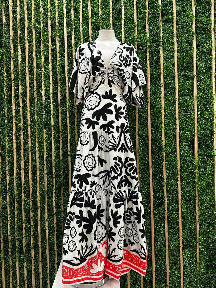 Exquisite Liliana Meza Black Vine Cutout Maxi Dress