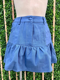 Denim Mini Ruffle Skirt