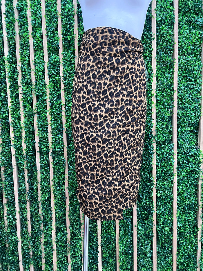 Leopard Wrap Knee Length Skirt