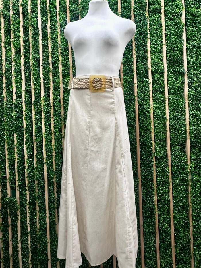 Linen Blend Maxi Skirt