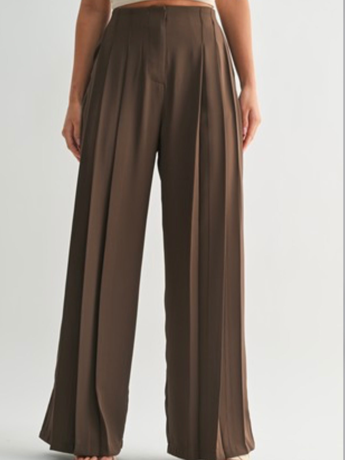 Mocha High Waist Pleated Pants