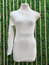 One Shoulder Long Sleeve Fitted Top – Multiple Colors