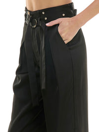 Satin Finish High Waist Wide Leg Pant
