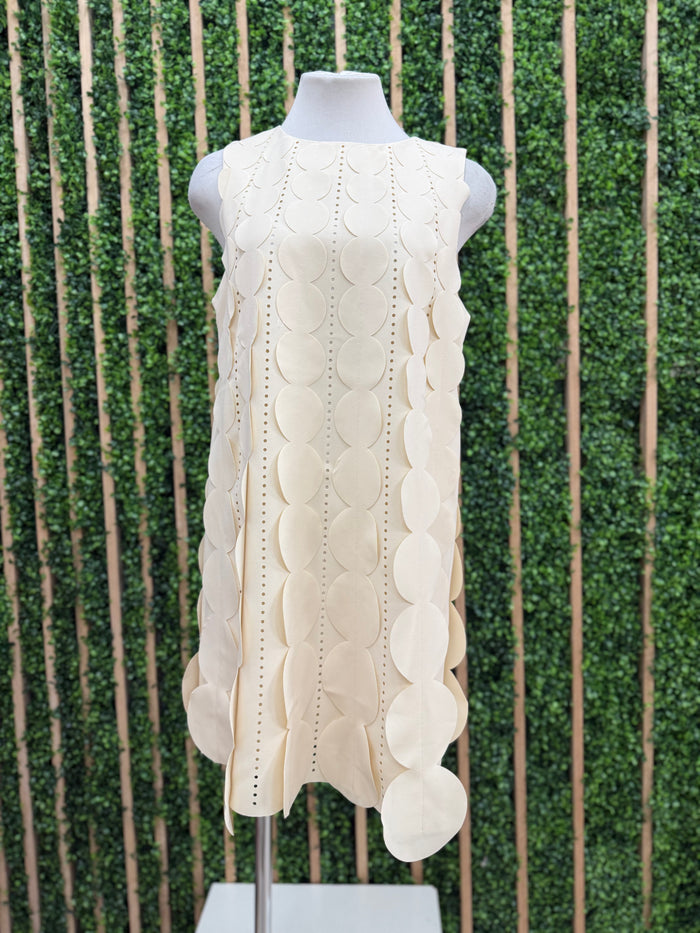 IVory Circle Embellished A Line Short Dress
