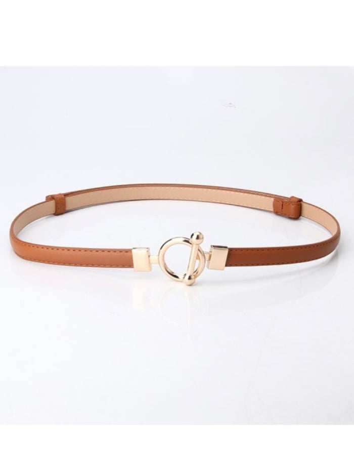 Geometric Round Metal Buckle THin Belt