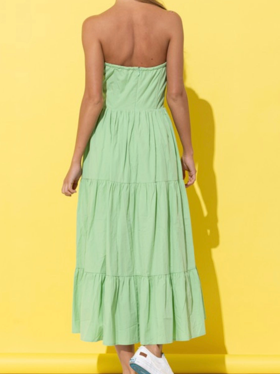 Mint Green Strapless Tiered Maxi Dress