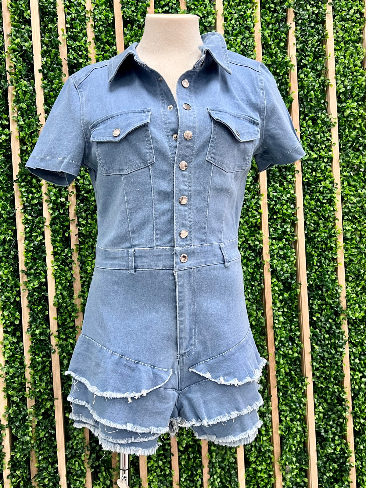 Beautiful Ruffled Denim Romper