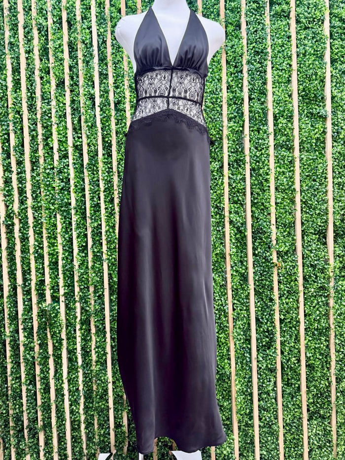 Beautiful Lace Illusion Halter Maxi Dress