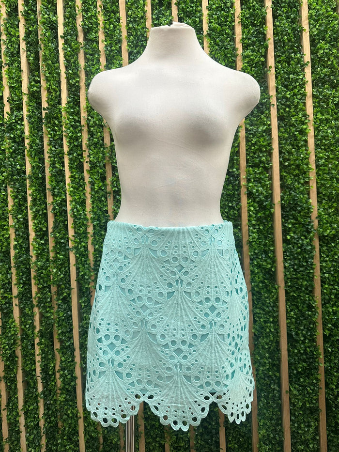 Beautiful Aqua Blue Lace Skirt
