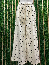 Cream Dots Wide Leg Pant
