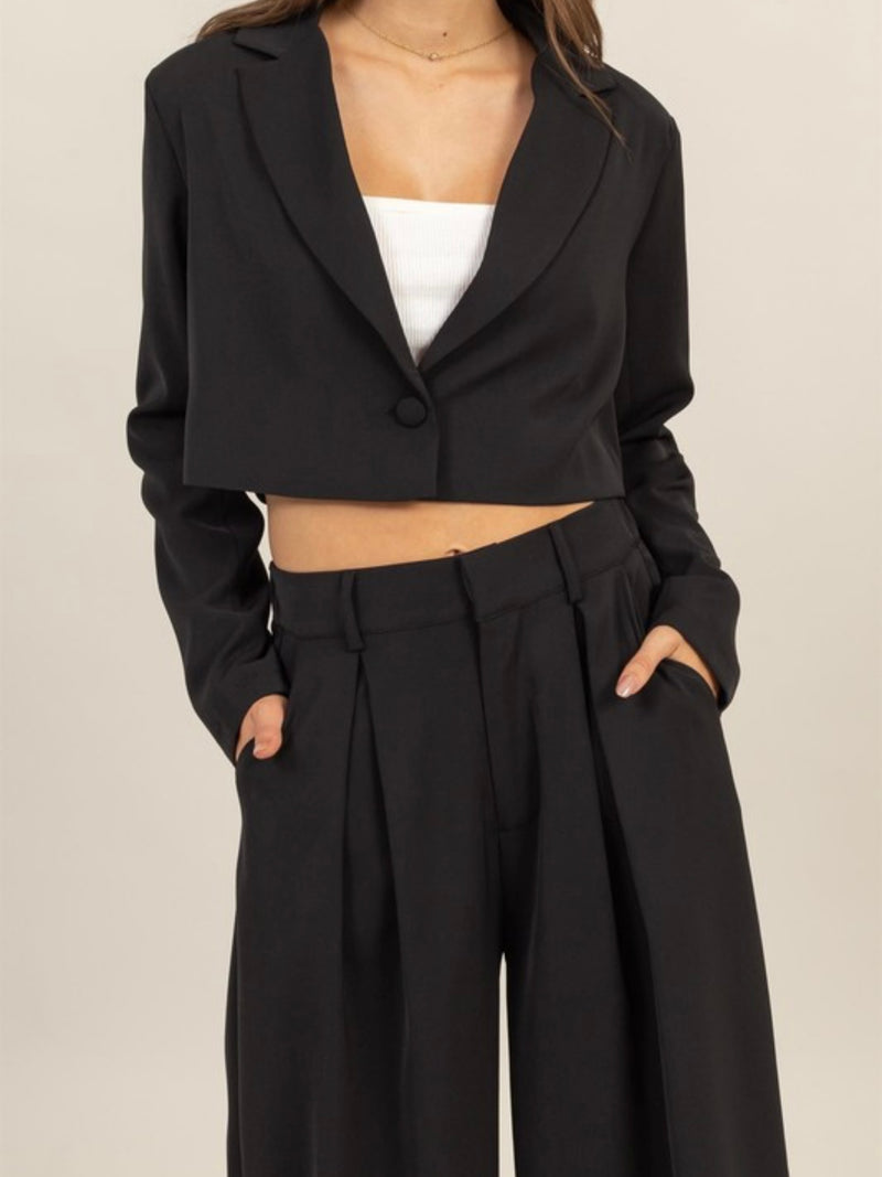 Front Button Crop Blazer