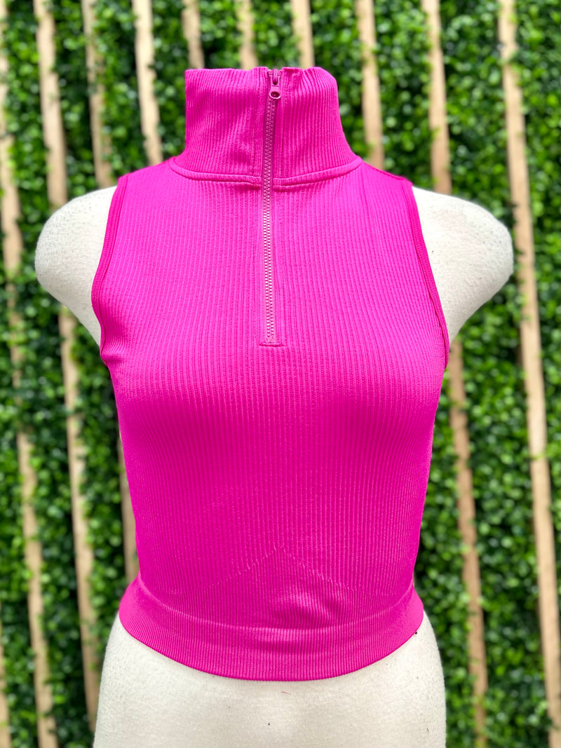 Half Zip Crop Tank