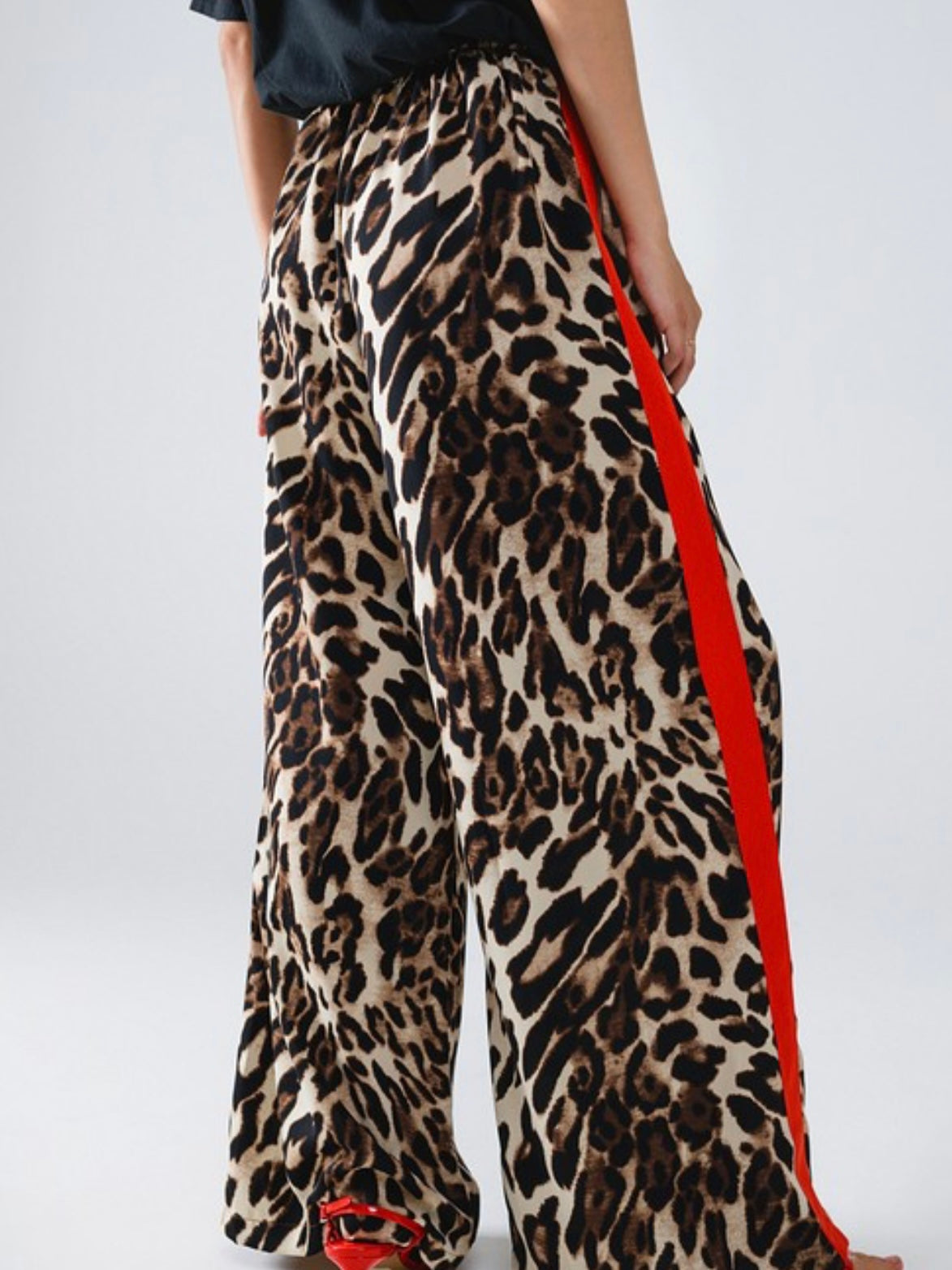 Red Side Stripe Leopard Pant