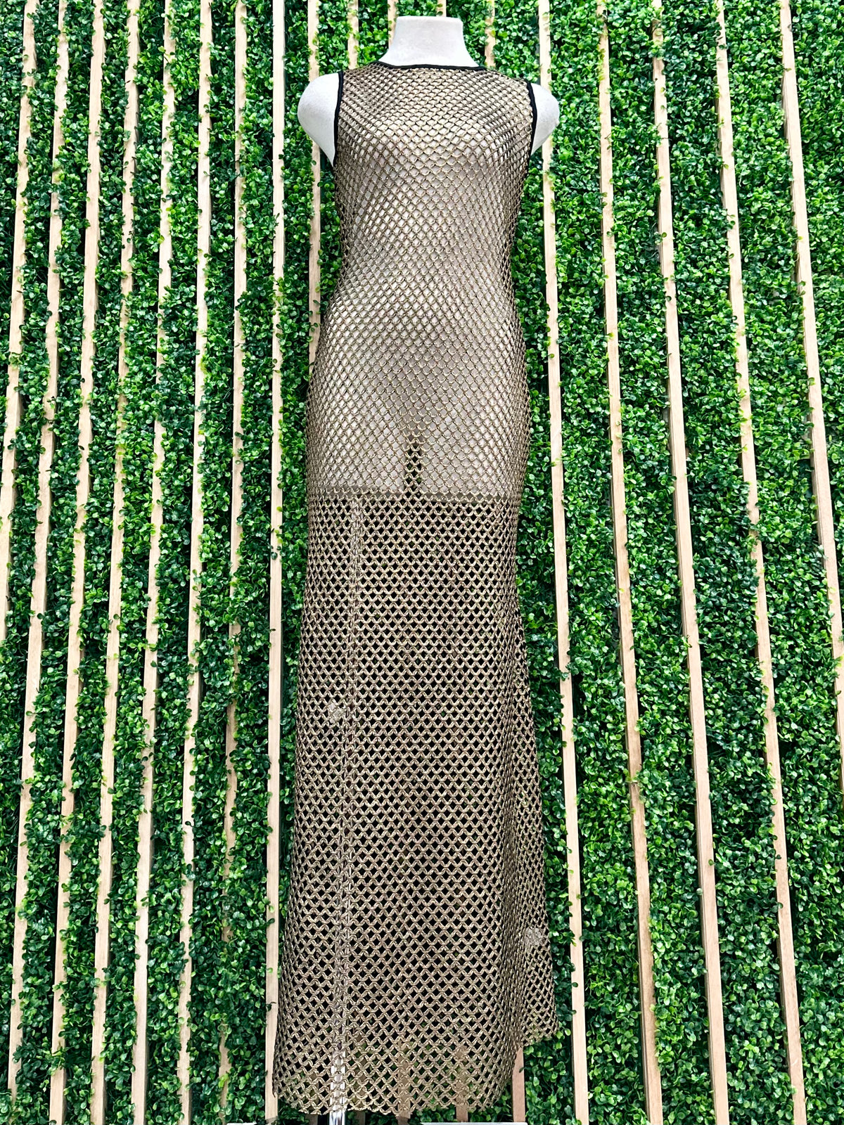 Black Gold Net Maxi Coverup Dress