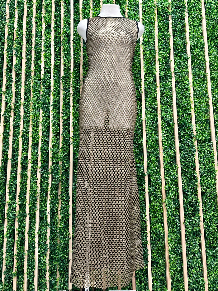 Black Gold Net Maxi Coverup Dress