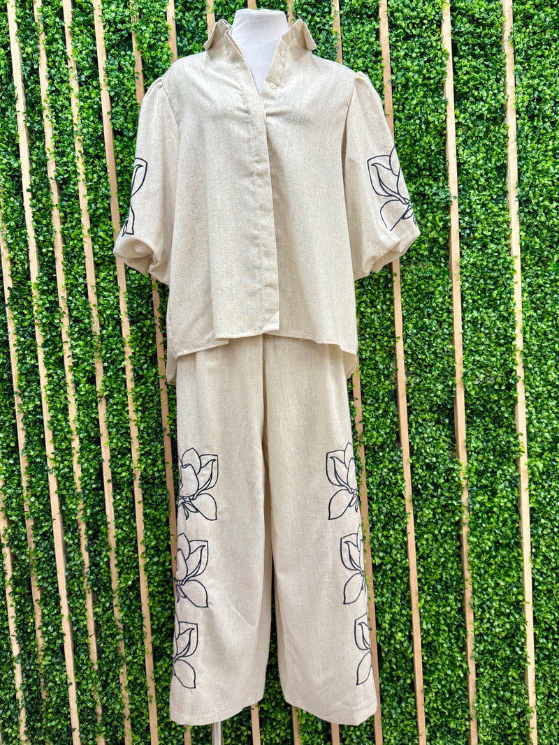 Beautiful Apricot Embroidered Pant