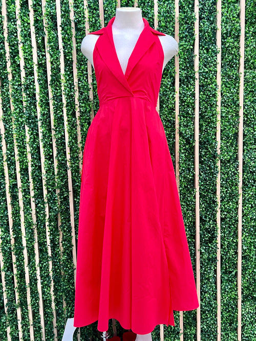 Beautiful Red Collared Midi Dress