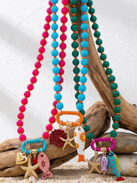 Coastal Charm Beaded Carabiner Detailed Necklace