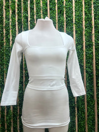 Square Neck Long Sleeve Basic Top