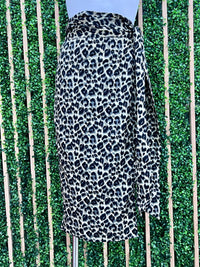 Leopard Wrap Knee Length Skirt