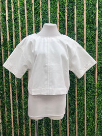 Ivory Round Neck Boxy Top
