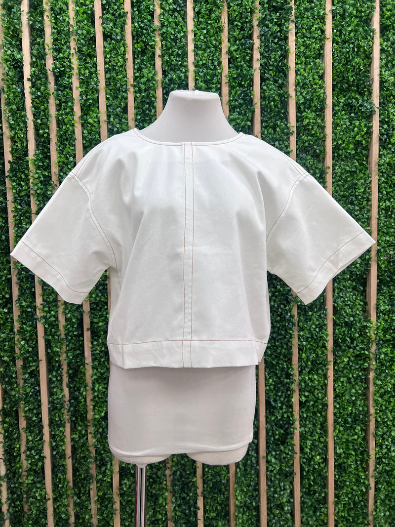 Ivory Round Neck Boxy Top