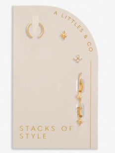 Little Moments Stacks of Style Gold Star Earring Set