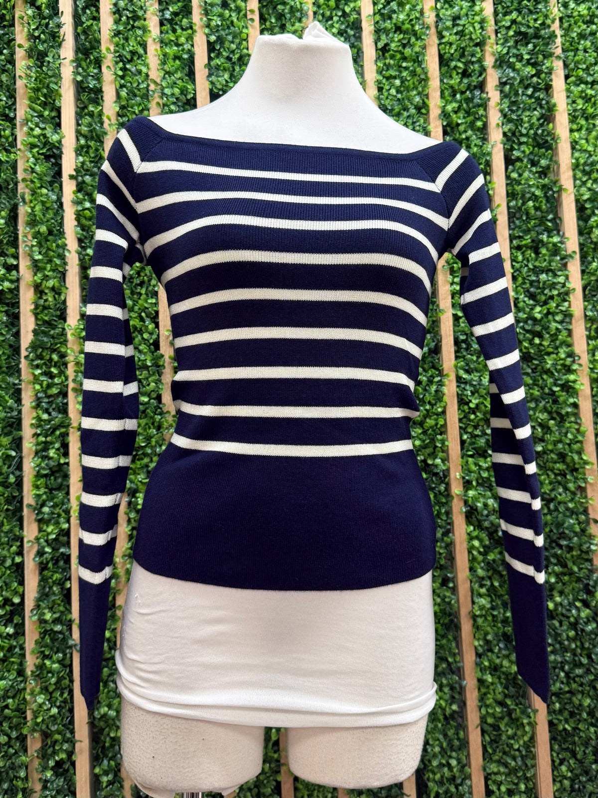 Striped Off Shoulder Knit Top