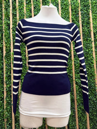 Striped Off Shoulder Knit Top