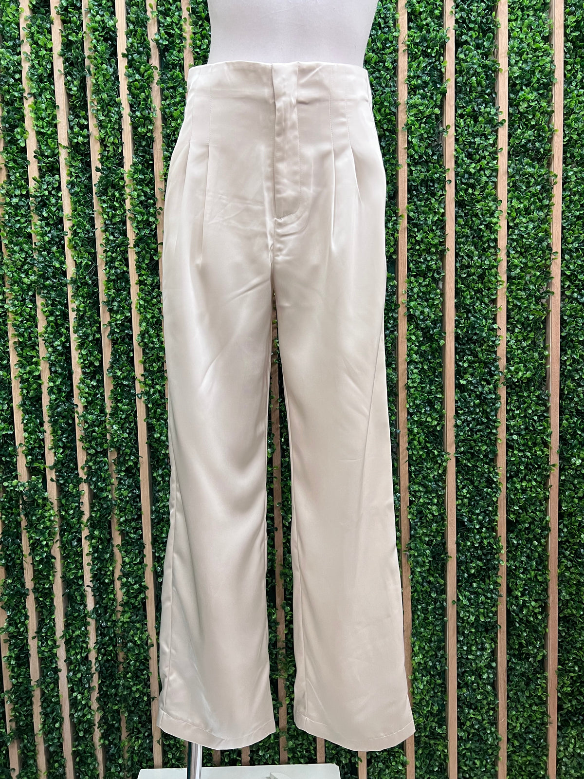 Ecru High Rise Straight Leg Pant