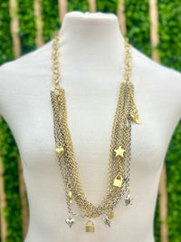 Multi Charm Two Tone Necklace