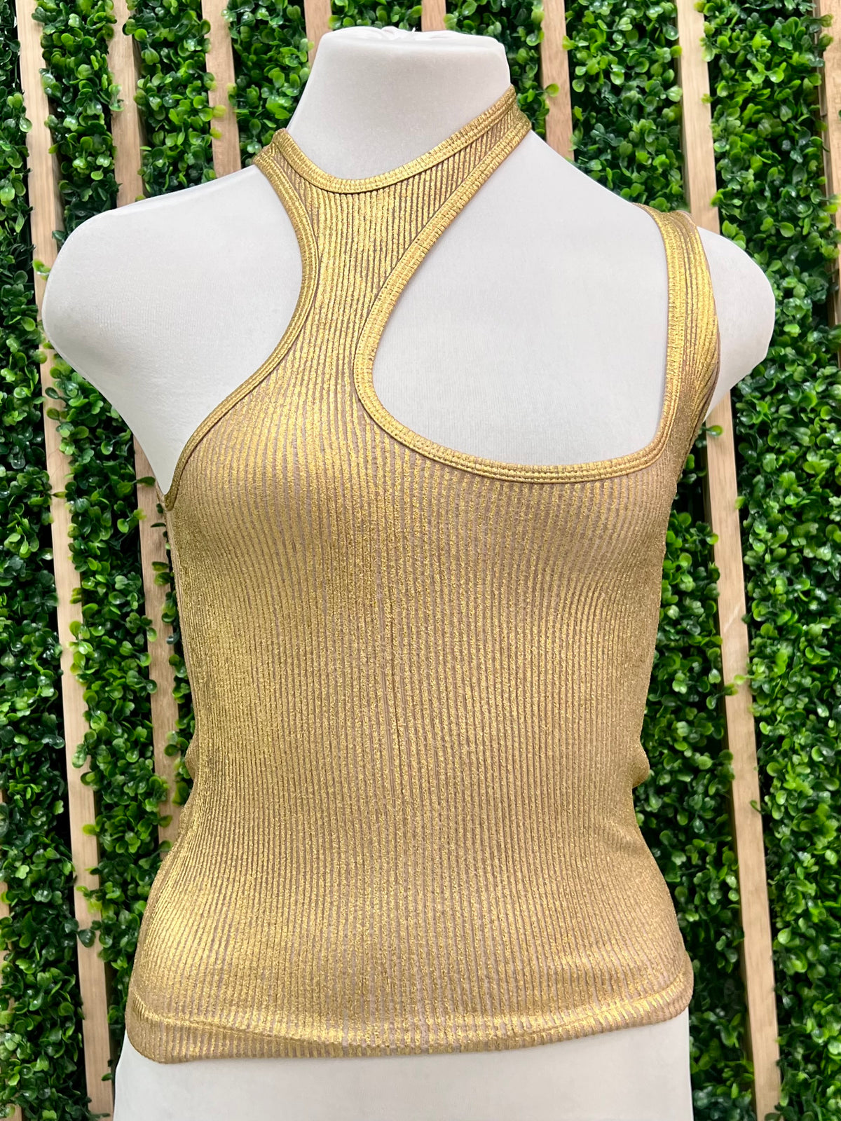 Asymmetric Cutout Metallic Top