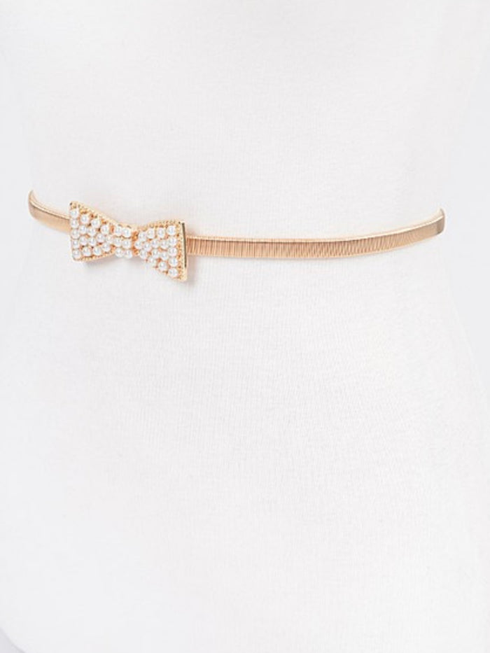 Pearl Bow Detail Elastic Belt