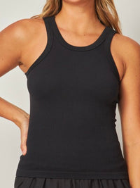 Long Seamless High Neck Racerback Basic Tank Top